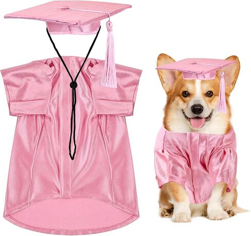 Dog Graduation Cap and Gown, Dogs Cats Graduation Holiday Halloween Costume Accessory(Black,Medium) in Saudi Arabia