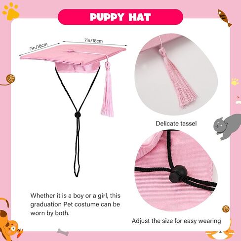 Dog Graduation Cap and Gown, Dogs Cats Graduation Holiday Halloween Costume Accessory(Black,Medium) in Saudi Arabia