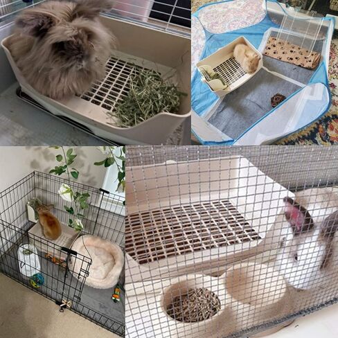 Tfwadmx Large Rabbit Litter Box Bunny Corner Toilet Potty Trainer with Drawer Bigger Pet Pan for Adult Guinea Pigs Chinchilla Hamster Hedgehog and Other Animals (Brown) in Kuwait