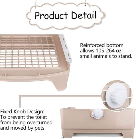 Tfwadmx Large Rabbit Litter Box Bunny Corner Toilet Potty Trainer with Drawer Bigger Pet Pan for Adult Guinea Pigs Chinchilla Hamster Hedgehog and Other Animals (Brown) in Kuwait
