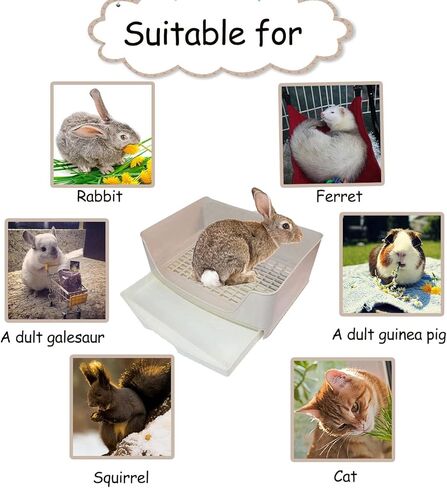 Tfwadmx Large Rabbit Litter Box Bunny Corner Toilet Potty Trainer with Drawer Bigger Pet Pan for Adult Guinea Pigs Chinchilla Hamster Hedgehog and Other Animals (Brown) in Kuwait