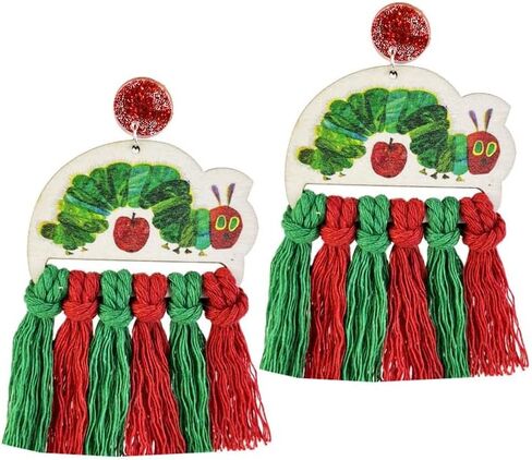 Handmade Hungry Caterpillar Dangle Earrings for Women Reading Librarians Teachers Earrings Lightweight Back to School Graduation Earrings Fun Teacher Appreciation Jewelry (C) in Saudi Arabia