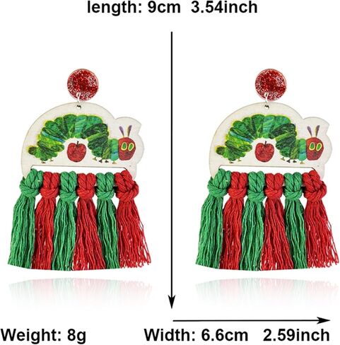 Handmade Hungry Caterpillar Dangle Earrings for Women Reading Librarians Teachers Earrings Lightweight Back to School Graduation Earrings Fun Teacher Appreciation Jewelry (C) in Saudi Arabia