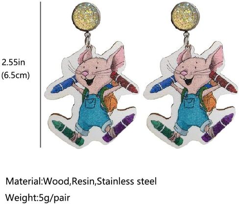 Handmade Hungry Caterpillar Dangle Earrings for Women Reading Librarians Teachers Earrings Lightweight Back to School Graduation Earrings Fun Teacher Appreciation Jewelry (C) in Saudi Arabia