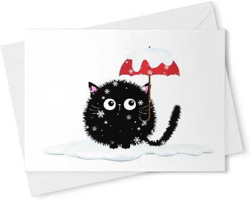 Black Cat Christmas Card - Cute Christmas Card for Cat Lovers - Blizzard [01279] in Saudi Arabia