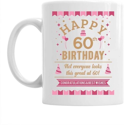 كوب هدية عيد الميلاد الستين للرجال والنساء عيد ميلاد سعيد 60 كوب قهوة 11 أونصة in Kuwait