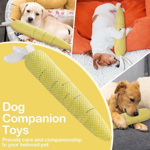 HOMBYS Chewproof Dog Chew Toys for Aggressive Chewers, Indestructible & Plush Squeaky Dog Toys for Small, Medium & Large Dogs, Puppy Teething Toys to Keep Them Busy, Carrot Dog Toy in Saudi Arabia