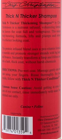 Chris Christensen Pet Shampoo, 16 oz Thick N Thicker Thickening Shampoo, Groom Like a Professional, Pro-Vitamin Formula, Nutrient and Protein Infused Blend, Made in The USA in Saudi Arabia