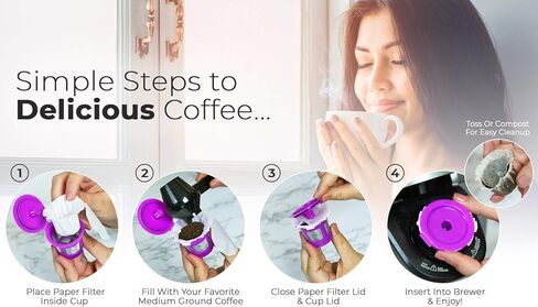 Perfect Pod EZ-Cup 2.0 Starter Pack | Reusable K Cup Coffee Pod Capsule with 25 Disposable Paper Filters (Starter Pack) in Saudi Arabia