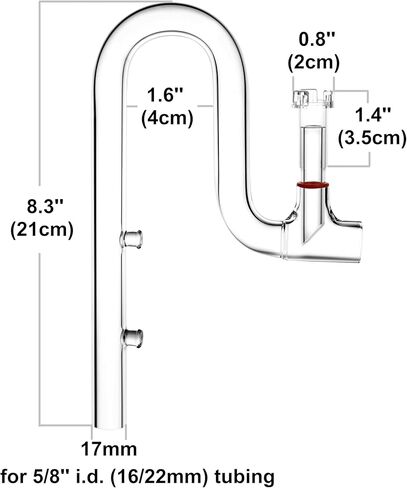 Glass Lily Pipe Jet Outflow with Surface Skimmer for Aquarium Planted Tank (17mm for 16/22mm (5/8'' i.d.) tubing) in Kuwait