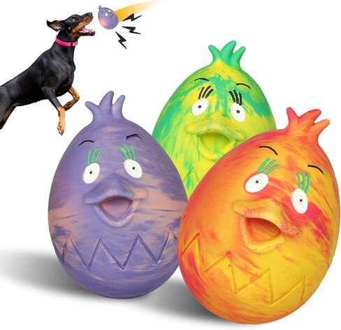 ألعاب مضغ للكلاب من نوغات للمضغ العدواني - ألعاب تسنين الجراء من المطاط الطبيعي - ألعاب تفاعلية للكلاب - لعبة كلب محشوة لوقت لعب ممتد، لعبة مضغ وجلب للسلالات الصغيرة المتوسطة (حليب-3 عبوات) in Kuwait