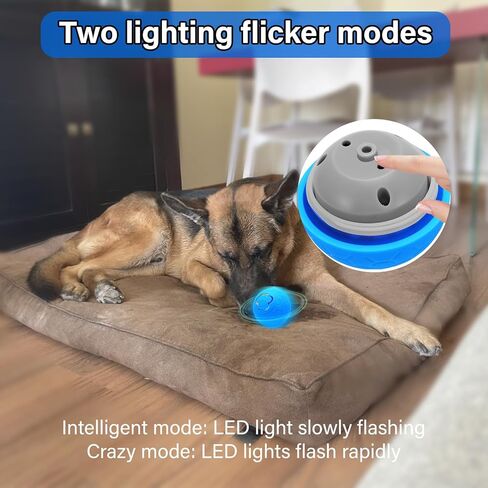 Smart Interactive Dog Ball Toy,Active Rolling Ball for Dogs with LED Flash Light,Moving Bouncing Dog Ball for Puppy/Small/Medium Dogs,Stimulating Exercise and Fun Pet Playtime in Kuwait