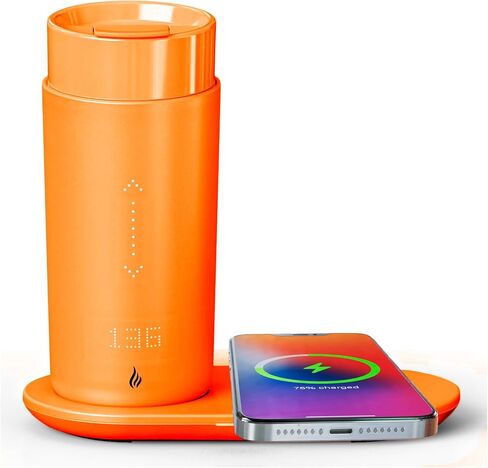 Temperature Control Heated Coffee Mug Smart Self Heating Travel Mug 12 Oz App Controlled Warmer Mug 4-10 Hour LED Display Keep Coffee Hot All Day Fast Wireless Charger Base Maize in Saudi Arabia