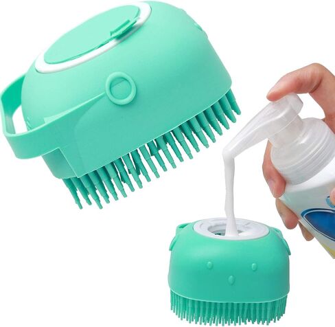 Dropshipping Soft Safe Silicone Pet Bathroom Massage Cleaning Grooming Tools Dog Cat Bath Brush with Shampoo Box (Pink), Small in Saudi Arabia