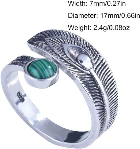 Malachite Ring Green Malachite Stone Ring for Women Silver Statement Ring Handmade Adjustable Ring Birthstone Ring Jewelry Gift for Mom Wife Girlfriend(Silver) in Saudi Arabia