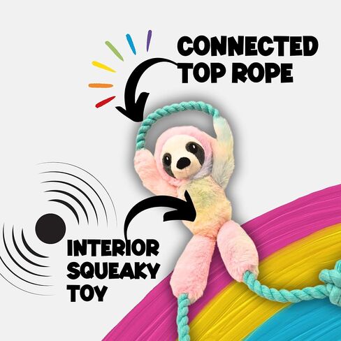 Nomi's Choice Sloth Multipet Dog Toy and Puppy Snuggle Buddy – Plush Stuffed Animals for All Breeds, Rope Dog Toy, Medium Sized Sloth, No Squeaker Pet Safe in Saudi Arabia