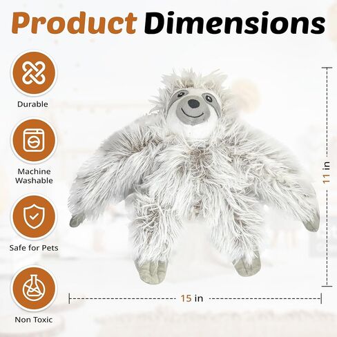 Nomi's Choice Sloth Multipet Dog Toy and Puppy Snuggle Buddy – Plush Stuffed Animals for All Breeds, Rope Dog Toy, Medium Sized Sloth, No Squeaker Pet Safe in Saudi Arabia