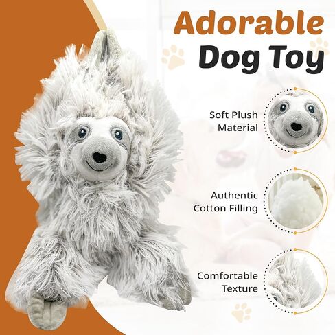 Nomi's Choice Sloth Multipet Dog Toy and Puppy Snuggle Buddy – Plush Stuffed Animals for All Breeds, Rope Dog Toy, Medium Sized Sloth, No Squeaker Pet Safe in Saudi Arabia
