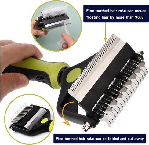 Pt brush for shedding，Dematting comb for Dogs, Cat deshedding Brush, Dog Grooming Rakes for long haired Dogs-Double Sided Shedding,Pet undercoat brushes Reduce Shedding by 95% (Pink) in Saudi Arabia