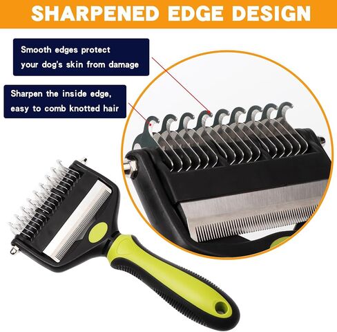 Pt brush for shedding，Dematting comb for Dogs, Cat deshedding Brush, Dog Grooming Rakes for long haired Dogs-Double Sided Shedding,Pet undercoat brushes Reduce Shedding by 95% (Pink) in Saudi Arabia