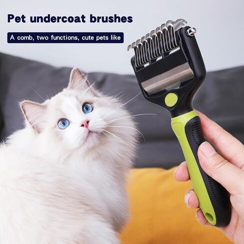 Pt brush for shedding，Dematting comb for Dogs, Cat deshedding Brush, Dog Grooming Rakes for long haired Dogs-Double Sided Shedding,Pet undercoat brushes Reduce Shedding by 95% (Pink) in Saudi Arabia