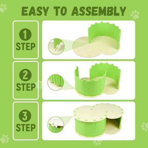 Cat Cave House Tunnel for Indoor Cats, Detachable and Portable Cat Cave Bed Shelter Cat Toys Play House, Scratch Resistant Cat Hideaway, Easy to Assemble and Clean, Green and Yellow in Saudi Arabia