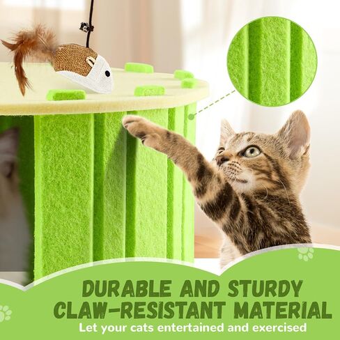 Cat Cave House Tunnel for Indoor Cats, Detachable and Portable Cat Cave Bed Shelter Cat Toys Play House, Scratch Resistant Cat Hideaway, Easy to Assemble and Clean, Green and Yellow in Saudi Arabia