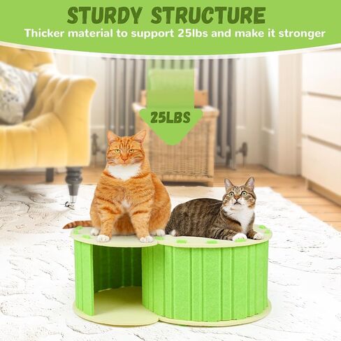 Cat Cave House Tunnel for Indoor Cats, Detachable and Portable Cat Cave Bed Shelter Cat Toys Play House, Scratch Resistant Cat Hideaway, Easy to Assemble and Clean, Green and Yellow in Saudi Arabia