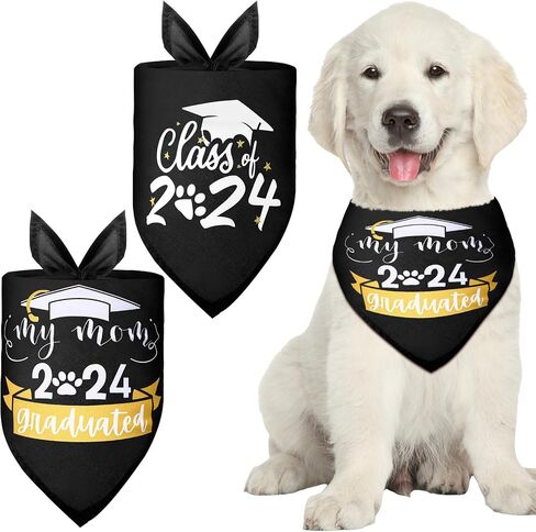2 Pack Dog Graduation Outfit Class of 2024 Dog Bandana My Mom Graduated 2024 Dog Graduation Bandana Pet Holiday Costume for Small Medium Large Dog Outfit Pet Clothes Accessories in Saudi Arabia