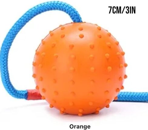 Working Dog Fetch Ball with Rope, Dog Training Ball, Exercise Rubber Ball for Dogs (Orange, 7cm/3in) in Kuwait