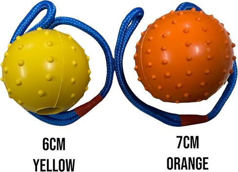 Working Dog Fetch Ball with Rope, Dog Training Ball, Exercise Rubber Ball for Dogs (Orange, 7cm/3in) in Kuwait
