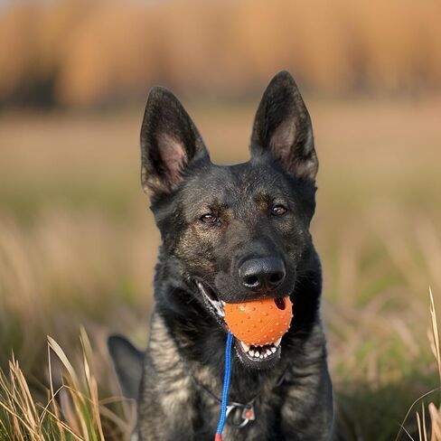 Working Dog Fetch Ball with Rope, Dog Training Ball, Exercise Rubber Ball for Dogs (Orange, 7cm/3in) in Kuwait