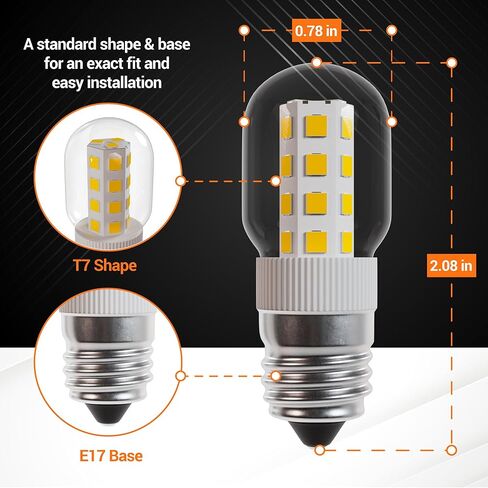 لمبة الميكروويف BlueStars 3W E17 Base 8206232A لمبة إضاءة LED قابلة للتعتيم، 3000K أبيض دافئ، يساوي 40W ساطع، 75V-130V، 240 لومن للثلاجة والميكروويف وغطاء المطبخ - حزمة من 3 in Saudi Arabia