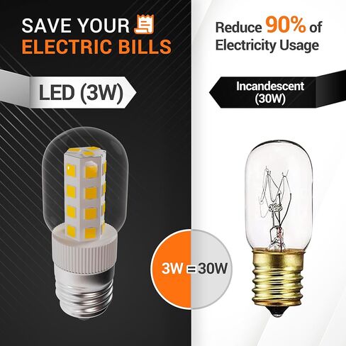 لمبة الميكروويف BlueStars 3W E17 Base 8206232A لمبة إضاءة LED قابلة للتعتيم، 3000K أبيض دافئ، يساوي 40W ساطع، 75V-130V، 240 لومن للثلاجة والميكروويف وغطاء المطبخ - حزمة من 3 in Saudi Arabia