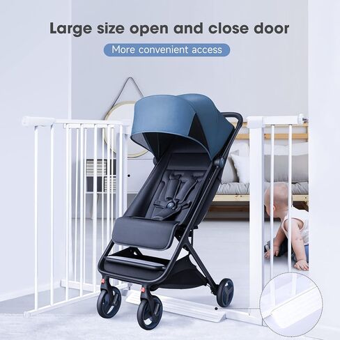 Large Baby Gate for Stairs, Doorways, Extra Wide Baby Gate Indoor, Metal, Durability Dog Gates for The House White, Auto Close Safety Child Gate, Pet gate. in Saudi Arabia