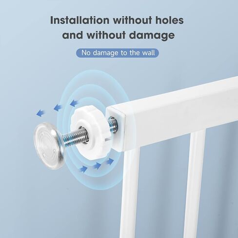 Large Baby Gate for Stairs, Doorways, Extra Wide Baby Gate Indoor, Metal, Durability Dog Gates for The House White, Auto Close Safety Child Gate, Pet gate. in Saudi Arabia
