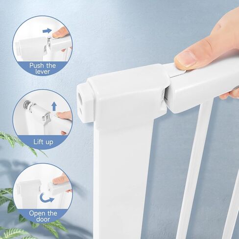 Large Baby Gate for Stairs, Doorways, Extra Wide Baby Gate Indoor, Metal, Durability Dog Gates for The House White, Auto Close Safety Child Gate, Pet gate. in Saudi Arabia