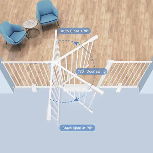 Large Baby Gate for Stairs, Doorways, Extra Wide Baby Gate Indoor, Metal, Durability Dog Gates for The House White, Auto Close Safety Child Gate, Pet gate. in Saudi Arabia