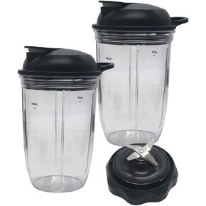 مجموعة بديلة من شفرة استخراج سهلة اللف مع كوب بمقبض 32oz، 24oz مع غطاء للتنقل، متوافقة مع NutriBullet Blender Combo/PRO 1000/ Select Blender (5، كوب 1*32oz+كوب بمقبض 1*24oz+2*غطاء+1*شفرة) in Kuwait