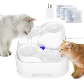 GJEASE Cat Water Fountain, Ultra Silent Cat Water Fountains 2.8L/94oz, with LED Light, 3Pcs Activated Carbon Filters