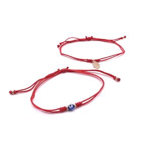 Couples Bracelets Set of 2 Red String Adjustable Evil Eye Hamsa Charm