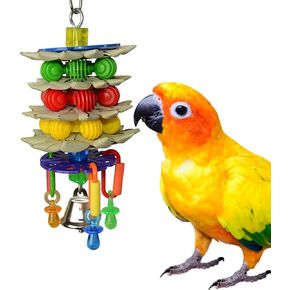 Super Bird Creations SB765 Triple Decker Bird Toy for Medium Sized Pet Birds - Ringnecks, Medium Conures, Quakers, Caiques, Pionus, Senegals - Bird Safe Component and Design - 8" x 3"