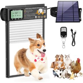 Dog Door Cat Door, Automatic Dog Door with Anti-Pinch Functionality, Solar Doggie Door Aluminum Pet Door Strong and Durable Weatherproof, Install in Interior and Exterior Doors or Walls