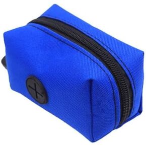 Pet Waste Bag Dispenser, Zippered Pouch, Portable Dog Poop Bag Holder, Leash Attachment, Lightweight Fabric Bags, Blue- Arrow Street