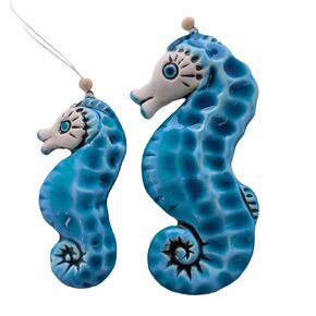 2 pcs Handmade Ceramic Decorations for hanging on the wall, textured and partially glazed ceramic see horses for Living, Bedroom, Bathroom, Hall, Kitchen, Farm, Home Decor