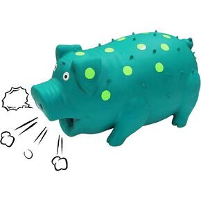 Squeaky Pig Dog Toy That Oinks, Latex Pig 8 Inch Grunting Dog Toys, Durable Dog Chewing Toys for Small Medium Large Dogs(1 Pack, Blue