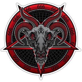 Sigil of Lucifer Satan Devil Demon Baphomet Pentagram 666 Car Bumper Window Sticker Decal Motorcycle Stickers Laptop Bumper Skateboard Luggage Sticker for Truck Hardhat Stickers for Men 4.5" sd97