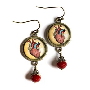Anatomical Human Heart Goth Valentine Earrings