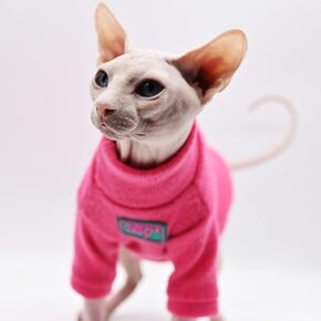 Sphynx Cat Clothes Autumn and Winter Thickened Warm Quilted Vest Shirt Hairless Cat Clothes Devon Cat Bottoming Shirt Pet Cat Clothes… (Large, Light Blue)