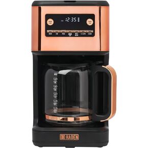 Haden Generous Brew 14 Cup Coffee Maker with 120 Minute Keep Warm, Delay Brew, Adjustable Strength, Programmable Clock, and Anti Drip, Black/Copper